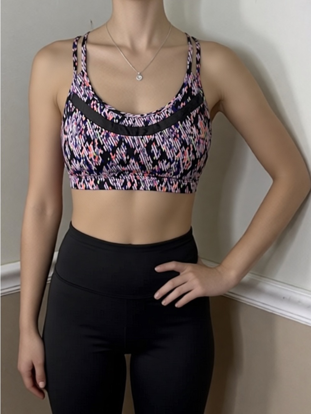🧡 5 for $20! VSX Multicolor Patterned Strappy Sports Bra mesh trim - Picture 1 of 5